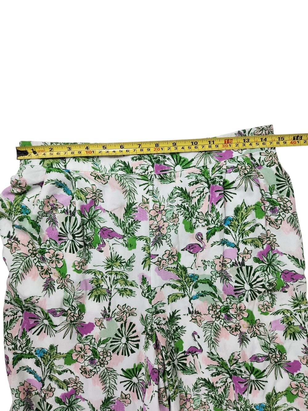 Stella Parker Tropical Flamingo Floral Wide-Leg Flowy Crop Pants Small Resort - Picture 8 of 16